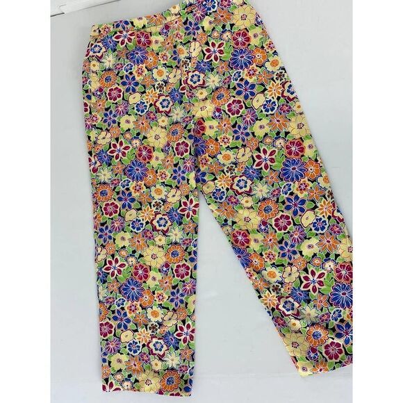 Parisian Signature Cropped Floral Print Pants Spring Summer Wildflower - Size 6 - Picture 2 of 7